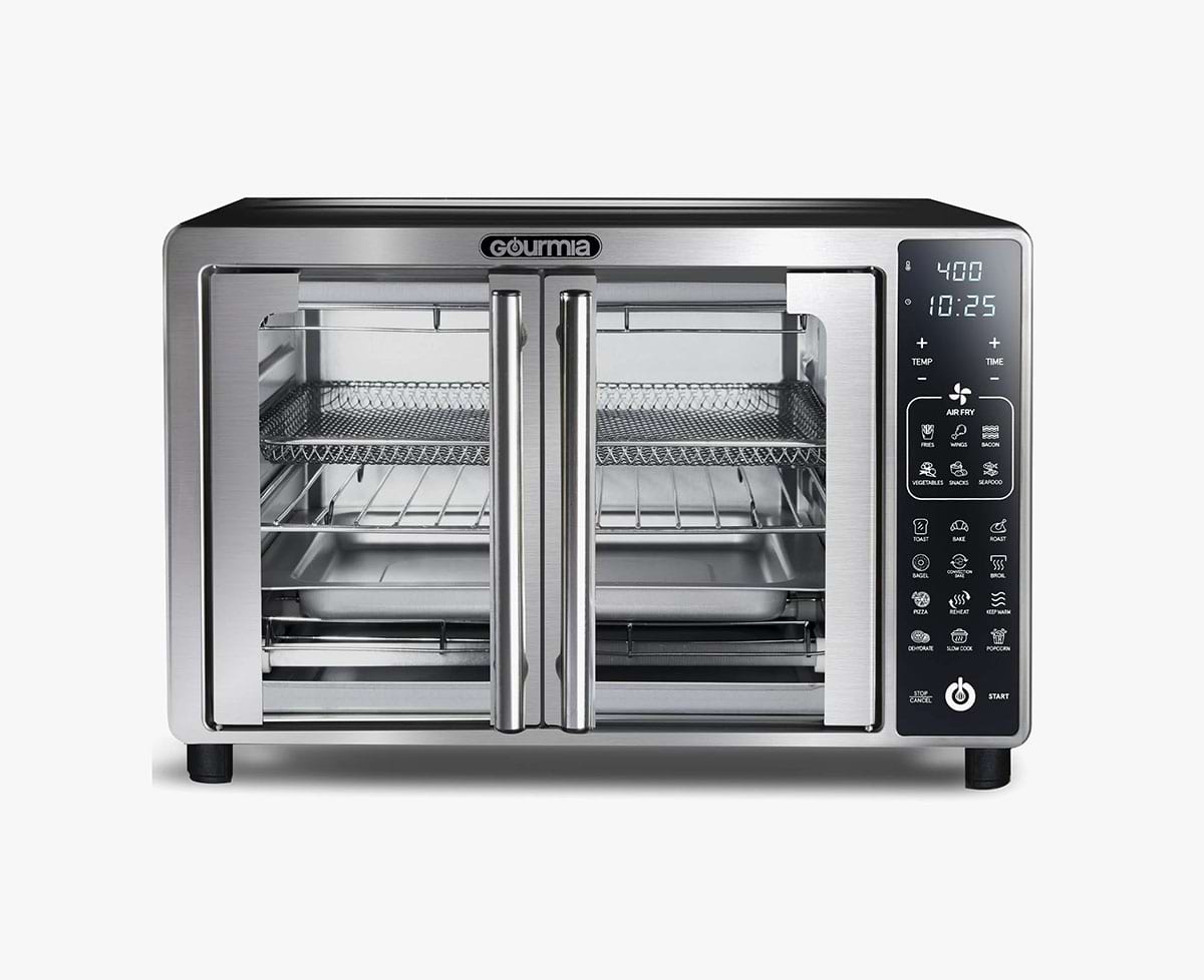 Gourmia Digital Air Fryer Toaster Oven with single-pull French Doors, 19 Cooking Presets, Stainless Steel